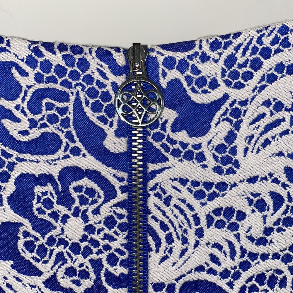 Antonio Melani Blue and White Crochet Lined Dress - Picture 6 of 8